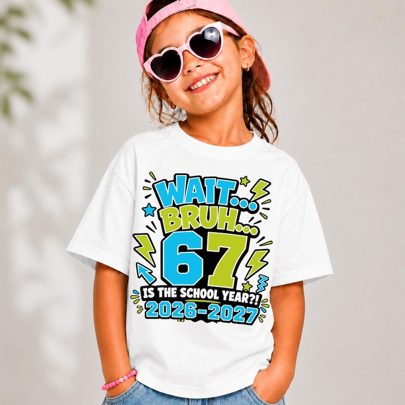 Wait Bruh 67 Is The School Year PNG SVG- Funny Back To School 2026 2027 Shirt Design- teacher Student Six Seven Sublimation Digital Download image 2