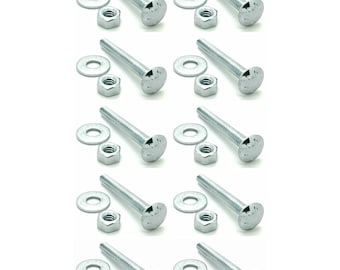 10 BCP327 Ten 3//8-16 x 2 Long Carriage Bolts Set w//Nuts /& Washers