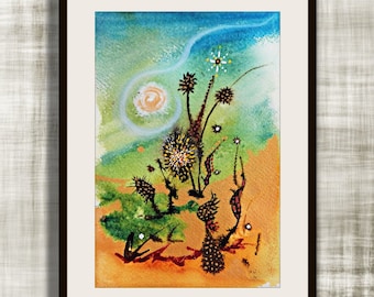 Original Abstract Watercolor, "Into The Weeds" Series, Watercolor Painting,  Original Painting, Weeds #4