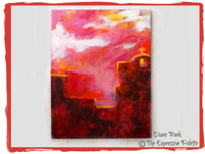 Contemporary Painting, Oil & Cold Wax Painting, Original, Expressive Landscape, Pinks, Brown, The Mission, 14x18 Cradled Bild 2