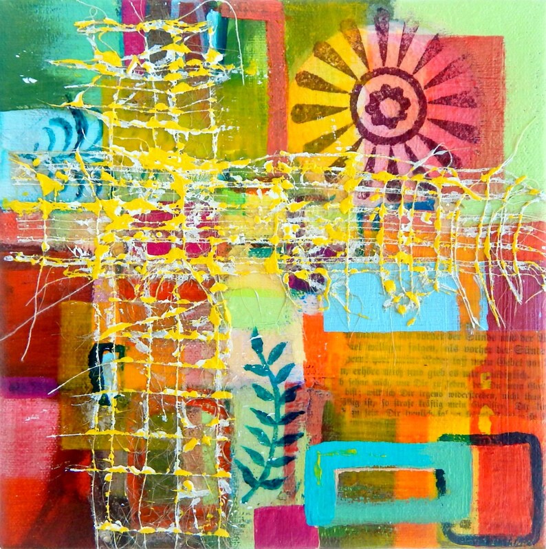 Mixed Media Abstract Geometric Abstract Abstract Painting Etsy