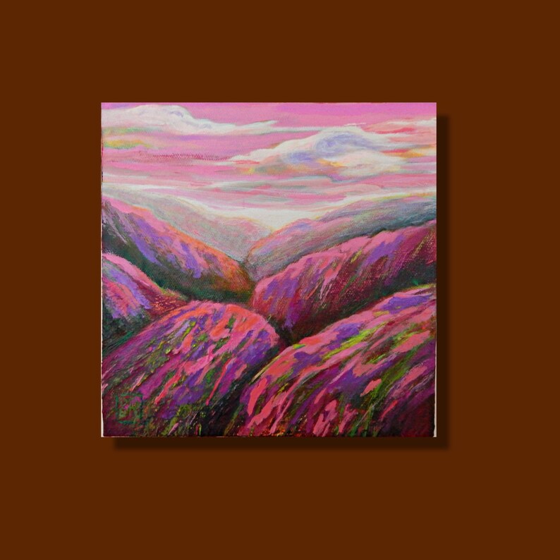 Colorful Original Landscape Painting, Expressive, small 8x8, Post-Impressionist, image 9