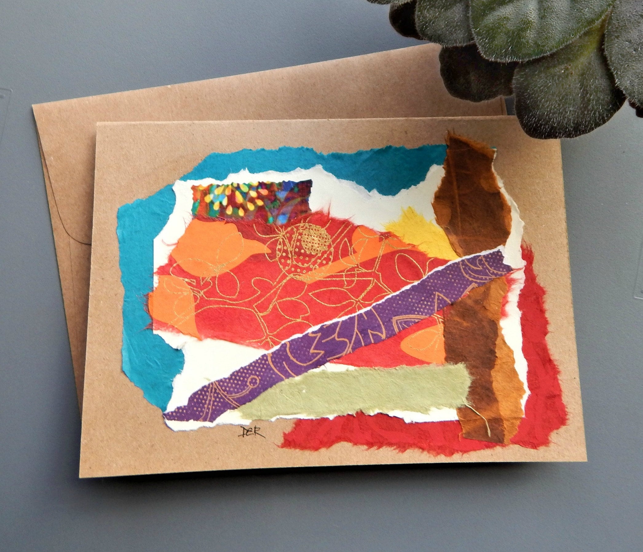 Original Collage Blank Greeting Card Abstract Collage Art Etsy