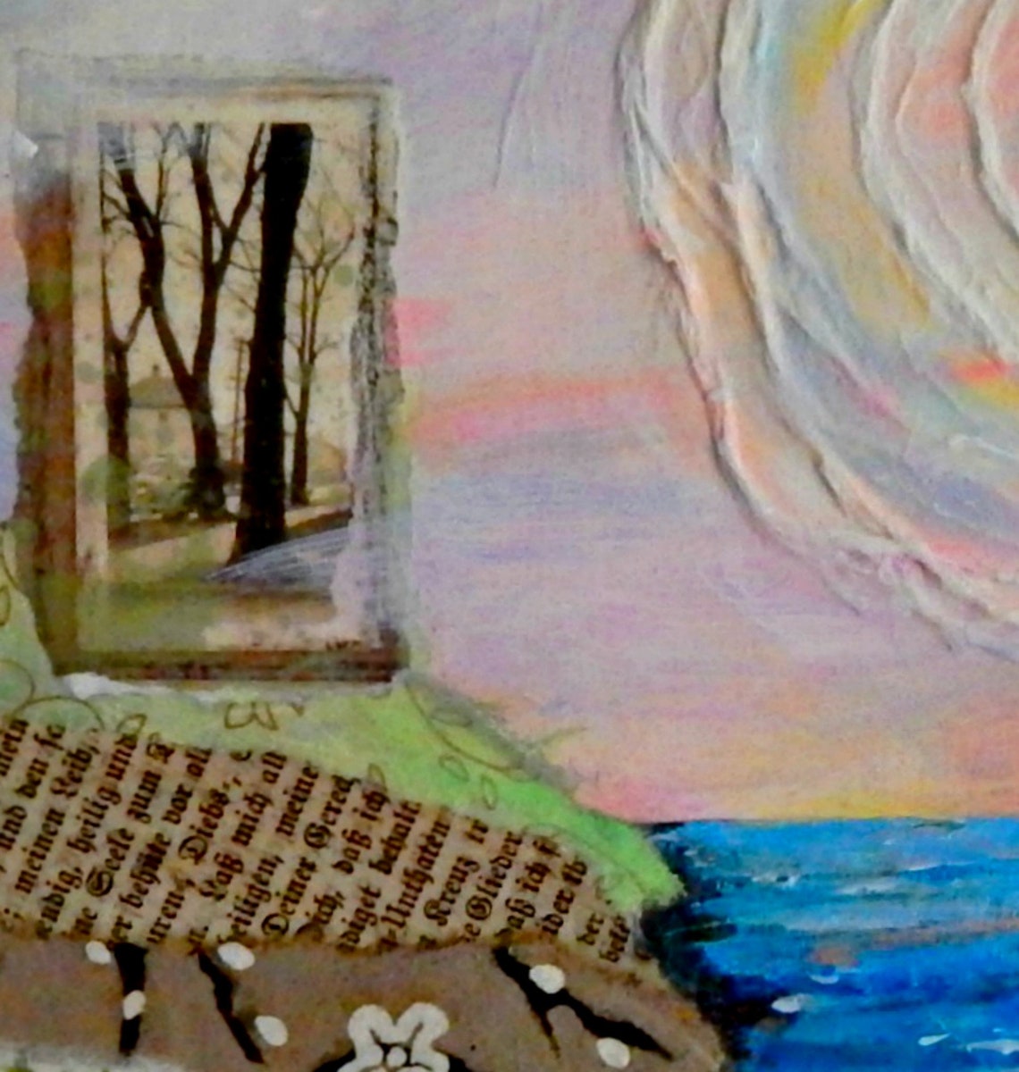 Mixed Media Landscape, Collage Landscape Painting, Heritage, Contemporary Landscape, Collage