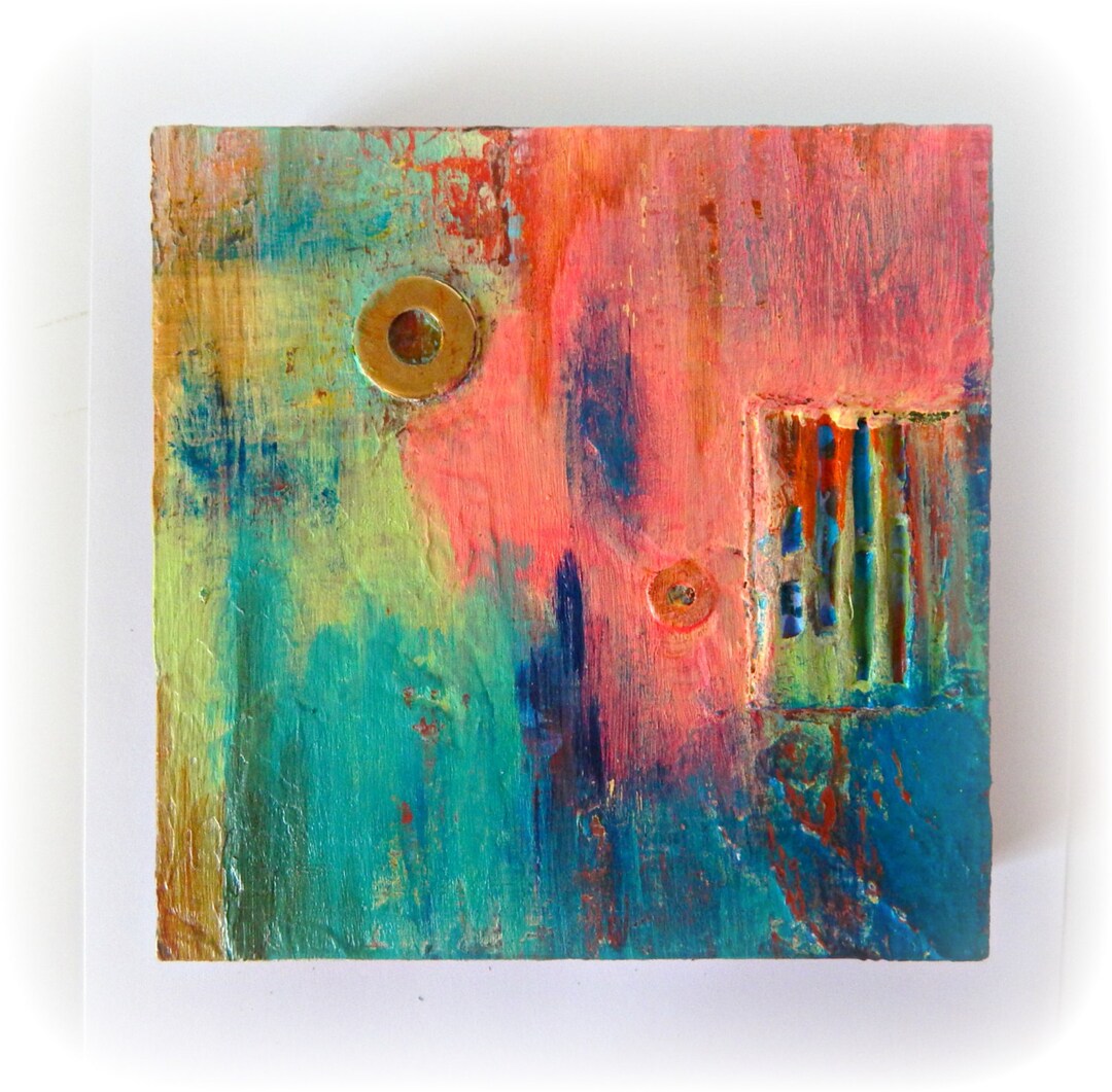MODERN Rustic Abstract Painting Rustic Abstract Mixed Media Etsy