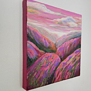 Colorful Original Landscape Painting, Expressive, small 8x8, Post-Impressionist, image 3