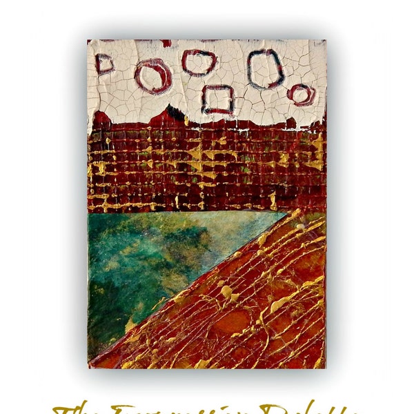 Original Modern Abstract  Mixed Media ACEO art card Small Mini Art Rustic Geometric Art
