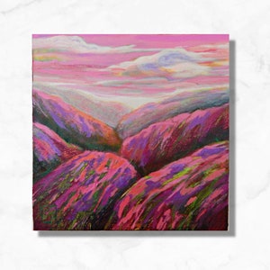 Colorful Original Landscape Painting, Expressive, small 8x8, Post-Impressionist, zdjęcie 1