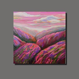 Colorful Original Landscape Painting, Expressive, small 8x8, Post-Impressionist, zdjęcie 5