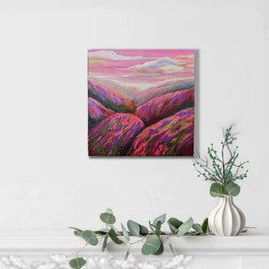 Colorful Original Landscape Painting, Expressive, small 8x8, Post-Impressionist, zdjęcie 4