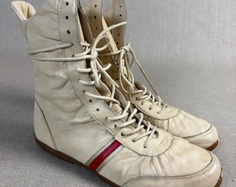 Diesel San di boxing medium high trainers beige red 38eu vintage