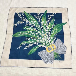Vintage Christian Dior Silk Scarf 90x90 – Floral Lily of the