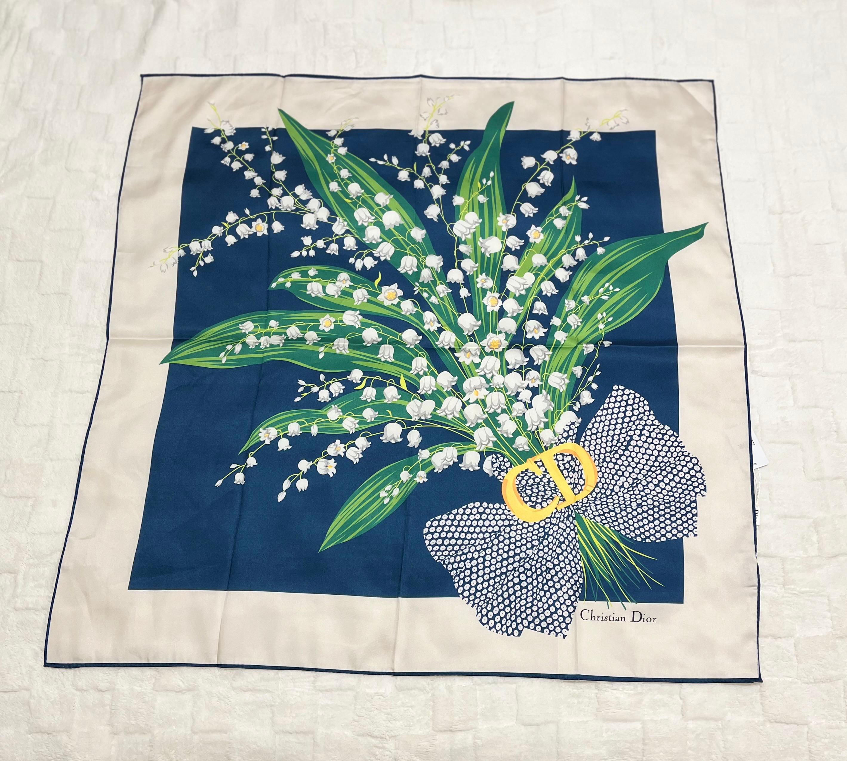 Vintage Christian Dior Silk Scarf 90x90 – Floral Lily of the