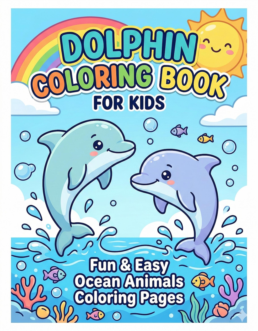 Dolphin Coloring Book for Kids – Ocean Animals Activity Pages (ages 4-8 ...
