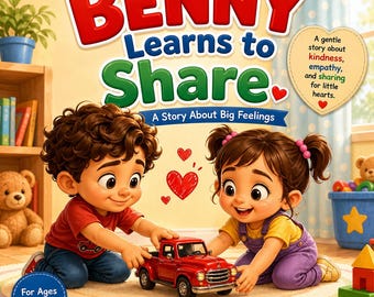 Libro de cuentos "Benny aprende a compartir" / Amabilidad, empatía, compartir, libro de aprendizaje socioemocional (descarga digital)