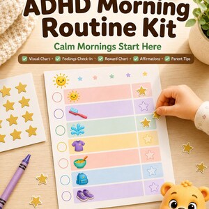 Back to School ADHD Morning Routine Printable | Visual Schedule for Kids | Morning Checklist | School Routine Chart | Executive Function