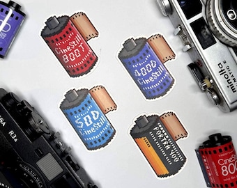 35mm Film Canister Sticker Pack, Analog Photography Vinyl Decal (Waterproof Matte)