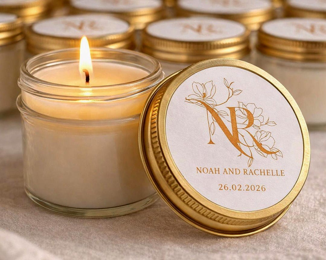 Custom Wedding Candle Favors Set /mini Candles for Guest / Personalized ...