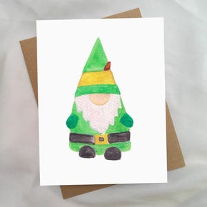 Buddy the Elf Gnome, Hand-Painted Blank Christmas Greeting A2