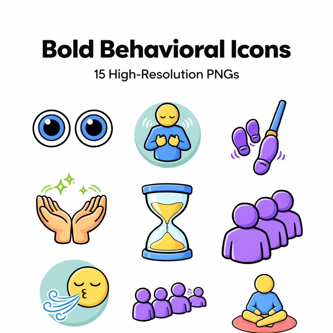 Bold Behavioral Icons | SEL Classroom Behavior Clipart | 15 High ...