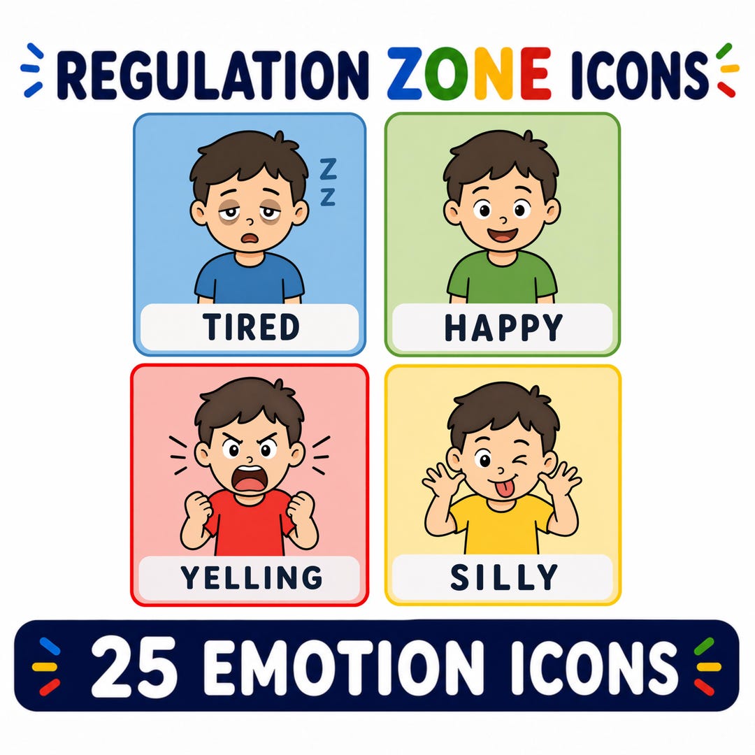 Regulation Colours Zones of Regulation Icons for Kids | Color-coded Emotional Clipart ...