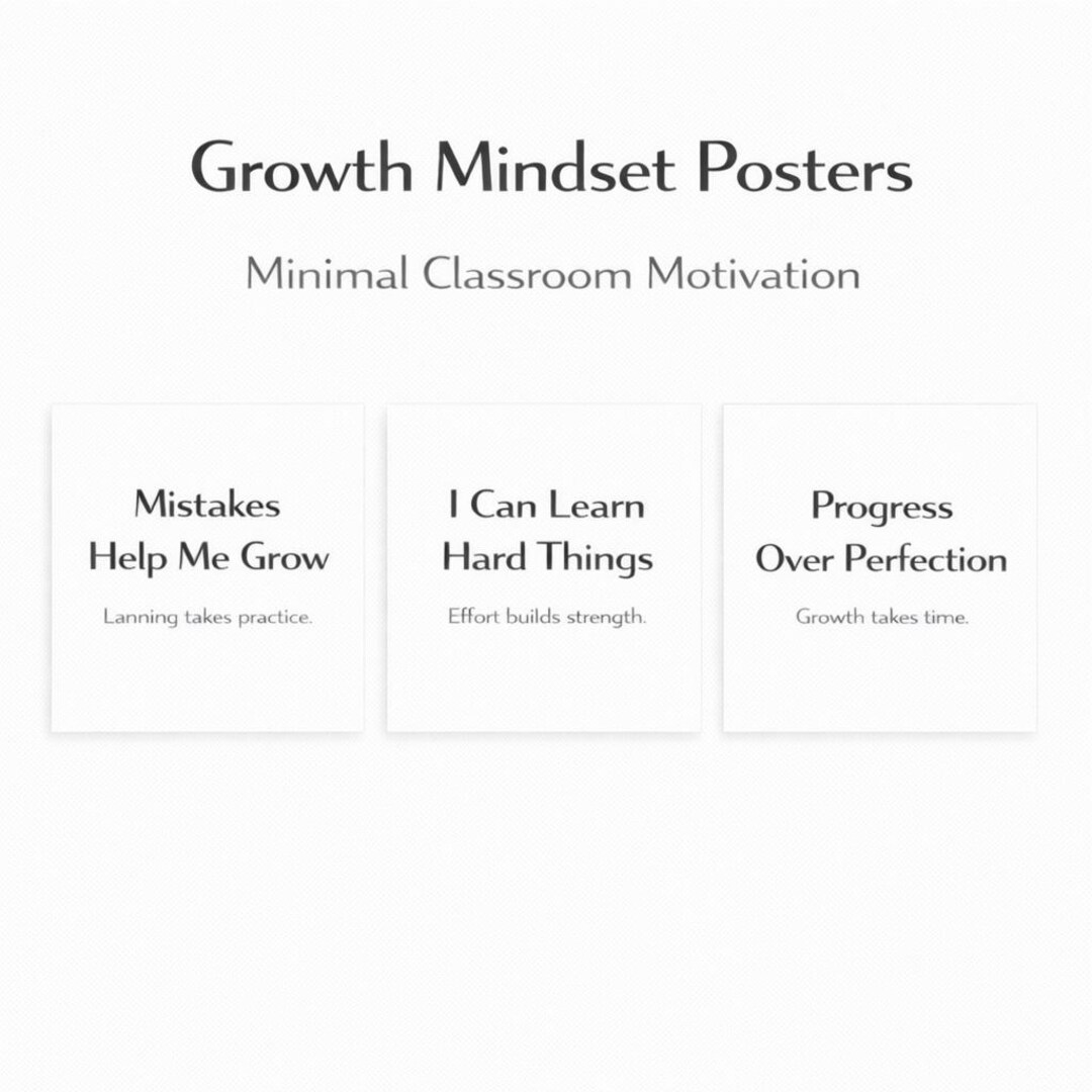 Growth Mindset Posters for Classroom | Motivational Wall Art | Minimal ...