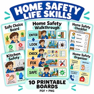 Home Safety Life Skills for Teens | Independent Living Printables | Autism, ADHD & Special Education | Home Safety Visual Supports