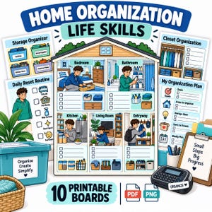 Home Organization and Storage Life Skills for Teens | Organization Printables | Independent Living | Autism, ADHD & Special Education