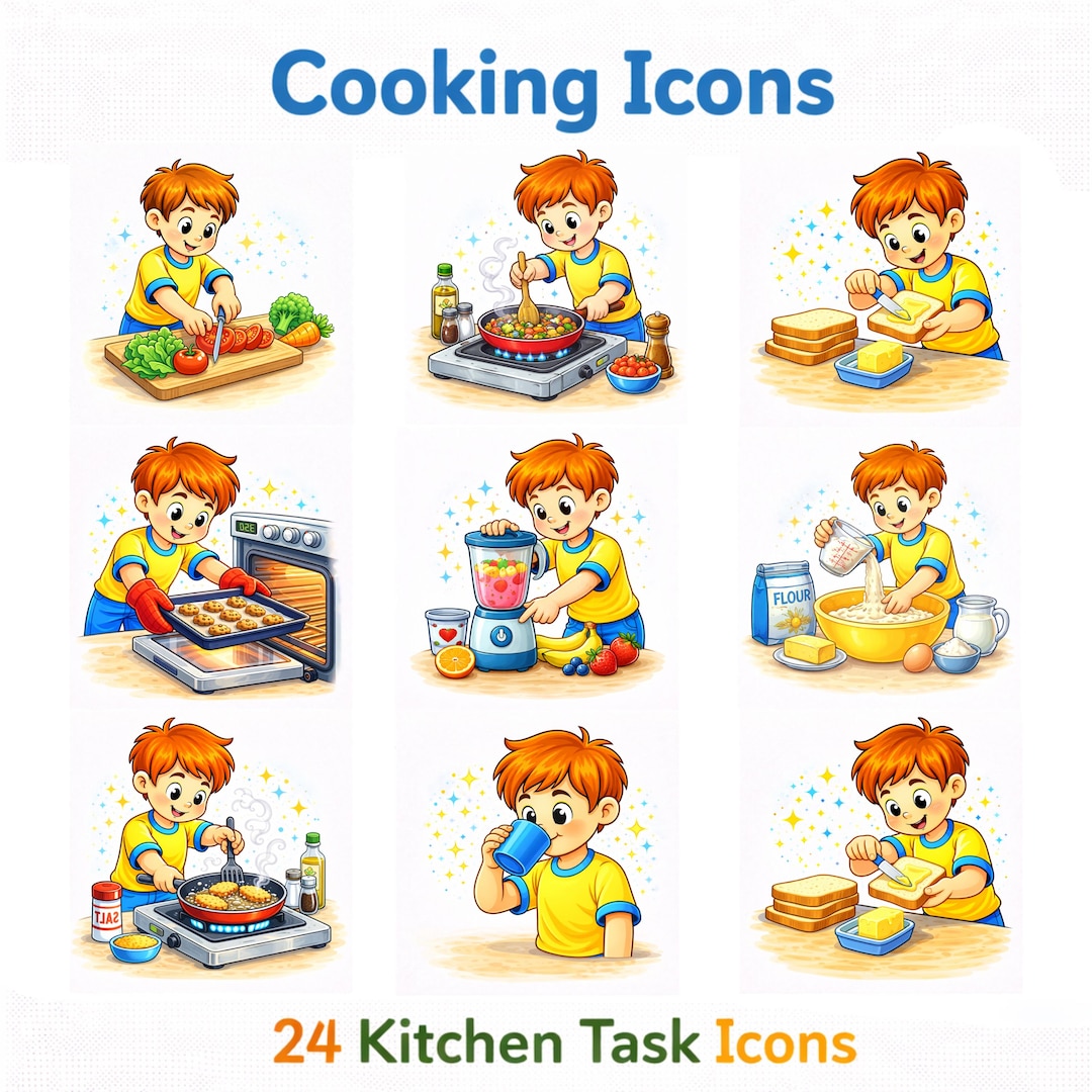 Cooking Icons Clipart | 24 Kitchen & Food Preparation Icons | Life ...