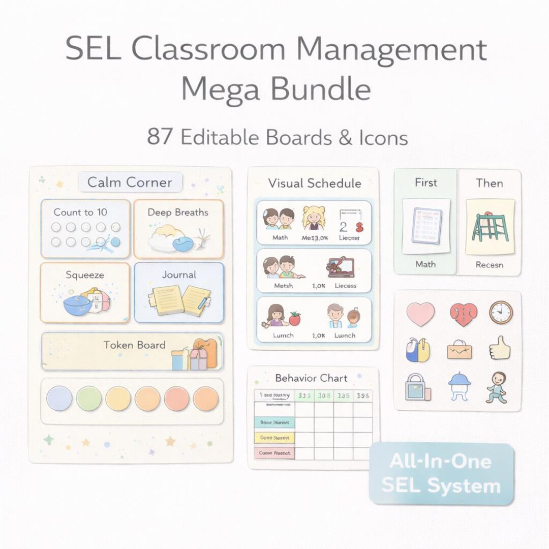 SEL Classroom Management Mega Bundle | Visual Schedules, Behavior ...