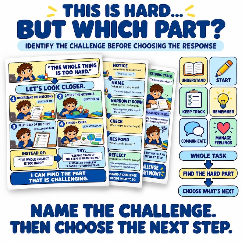 Executive Functioning Task Box Examples Recognizing My Challenges for Kids | Self Awareness & Growth Mindset ...
