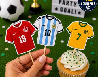 48 Soccer Cupcake Toppers PDF | 48 Countries | Printable Soccer Party Decorations | Soccer Birthday Cupcake Toppers | Instant Download