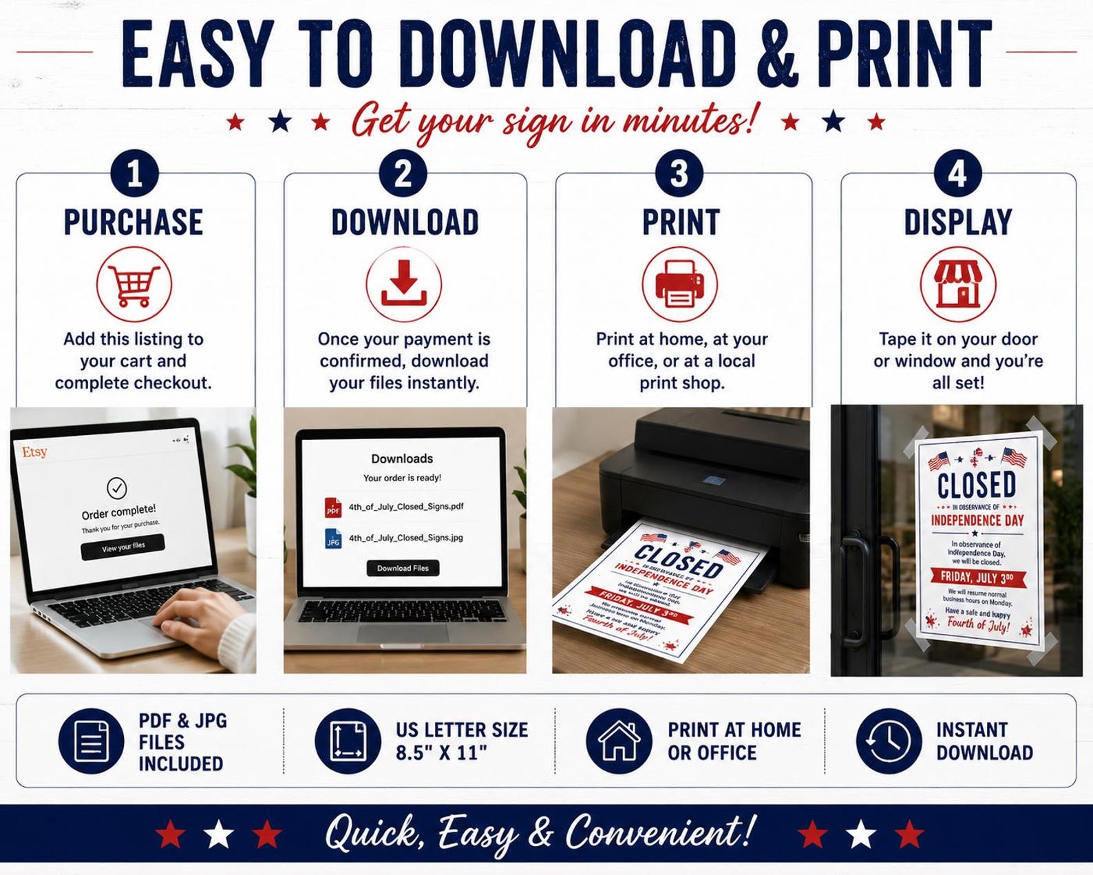 Friday 3rd July Sign Closed Bundle, Independence Day Printable Sign ...