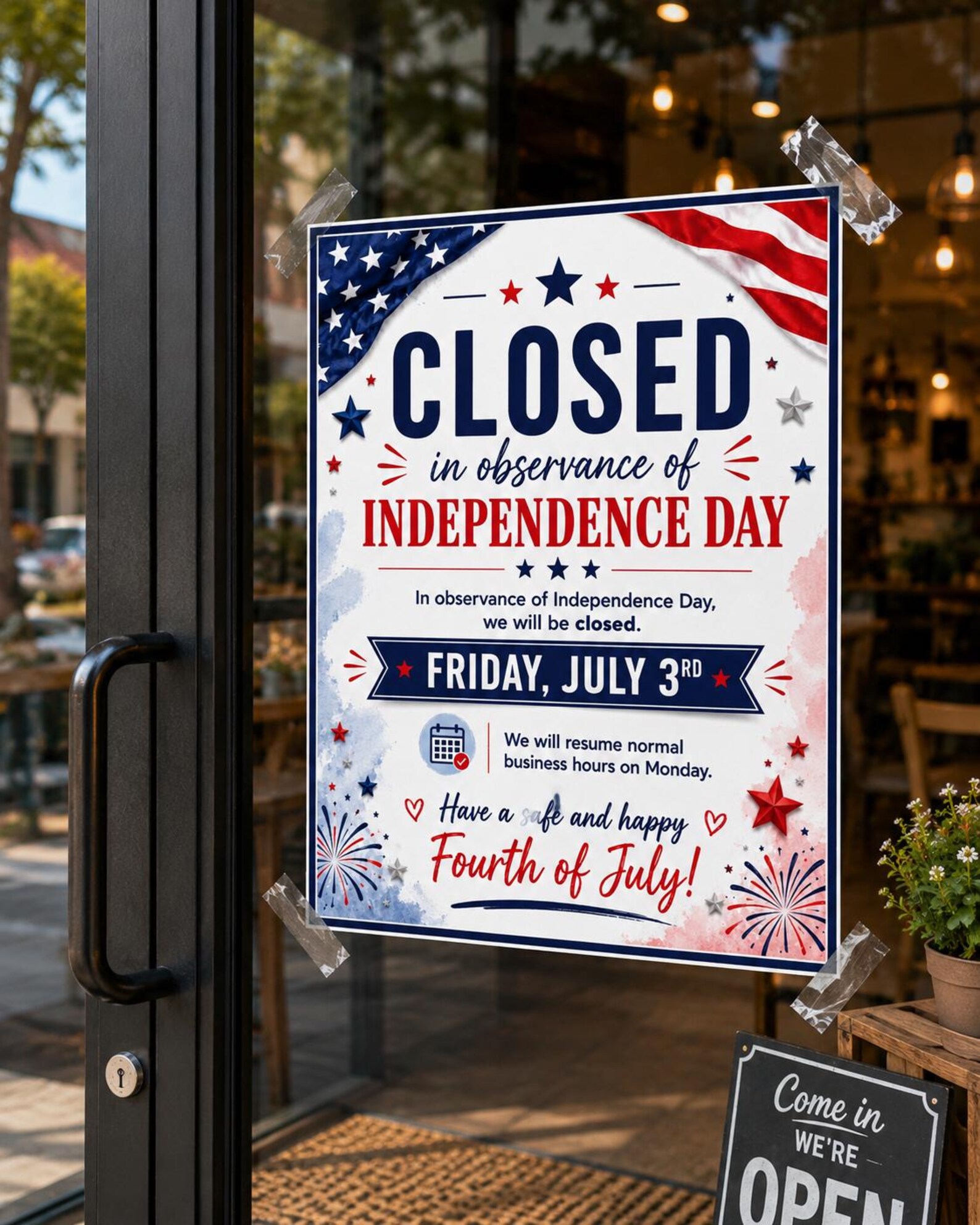 Friday 3rd July Sign Closed Bundle, Independence Day Printable Sign ...
