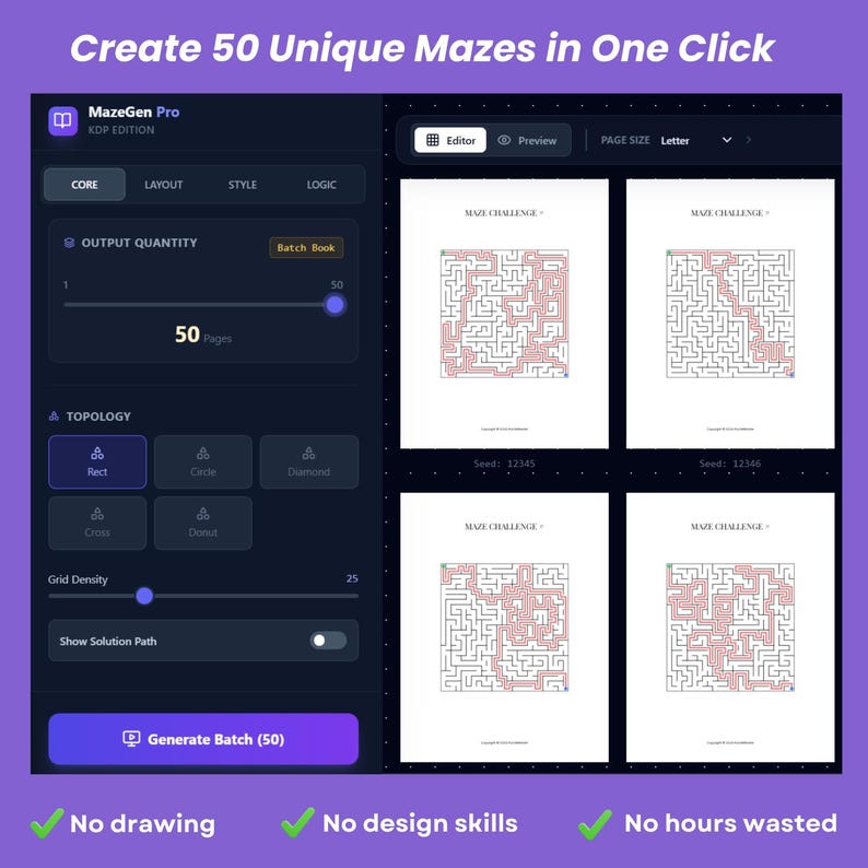 Maze Puzzle Generator App | KDP Printable Puzzles, PLR License - Etsy