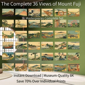 Hokusai 36 Views of Mount Fuji Complete Set | 8K Digital Download, Japanese Ukiyo-e Wall Art, Series Bundle, Japandi Decor, Instant Download