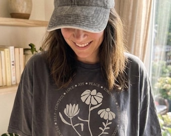 Biologisch katoenen T-shirt met bloemenprint Fruit of the Spirit