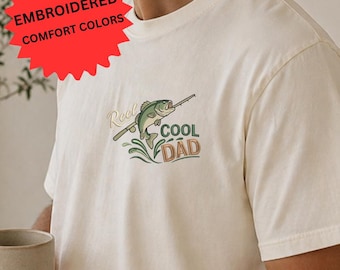 Embroidered Reel Cool Dad Fishing Shirt, Gift For Fisherman Tee, Pregnancy Announcement, Fathers Day Gifts, Fish Lovers Daddy Tees, New Dads