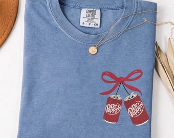 Coquette Dr Pepper Embroidered Shirt, Bow Aesthetic Soda Tee, Cute Dr Pepper Tee