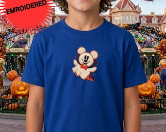 Disney Halloween Embroidery Shirt, Mickey And Friends Spooky Embroidered Tshirt, Disney Family Vacation Graphic Matching Tee
