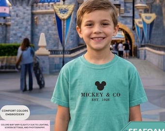 Embroidered Mickey Co Est 1928 Shirt, Comfort Colors Disney Inspired Tshirt, Retro Disney Fans Tee, Disney Vacation Embroidery