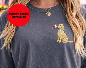 Patriotic Dogs 4th Of July Goldendoodle Shirt, American Poodle Tee, 250th Anniversary Doodle Dog Lover Gift, USA 250 Years Outfit