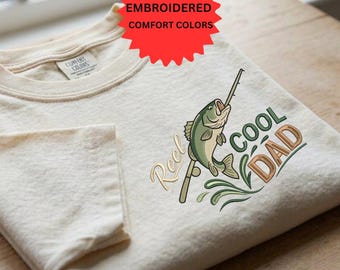 Embroidered Reel Cool Dad Fishing Shirt, Gift For Fisherman Tee, Pregnancy Announcement, Fathers Day Gifts, Fish Lovers Daddy Tees, New Dads