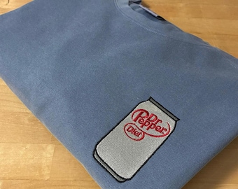 Diet Dr Pepper Embroidered Sweatshirt, Embroidery Soda Shirt, Drpepper Fan Gift