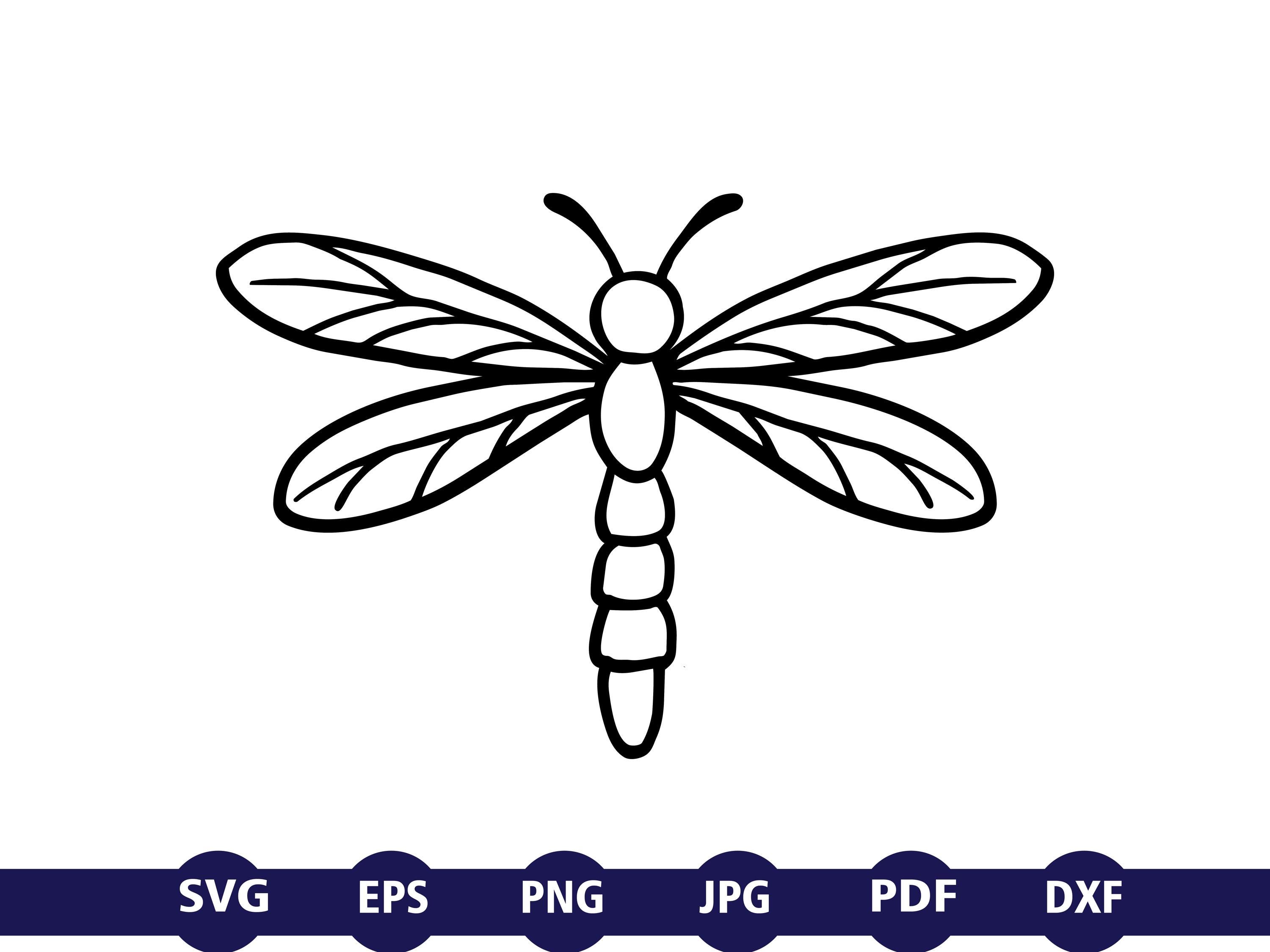 Dragonfly SVG PNG DXF | Insect Outline Cut File for Cricut Silhouette ...