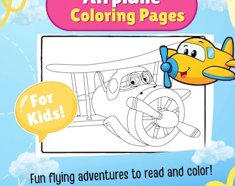 Dibujos para colorear de aviones para niños en PDF / Láminas para colorear de aeronaves / Actividad para preescolar y jardín de infancia