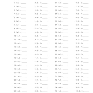 May include: A black and white worksheet titled "Worksheet 1" with math problems. The worksheet includes spaces for a name, date, and score. Addition problems are listed in rows and columns.