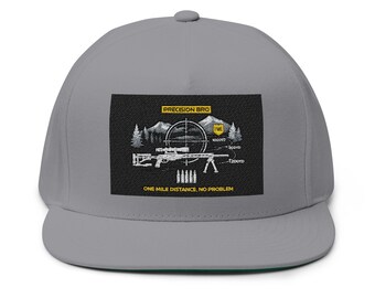 Diagrama del campo de tiro con alcance de 1 milla, gorra de visera plana/sombrero de tirador bordado