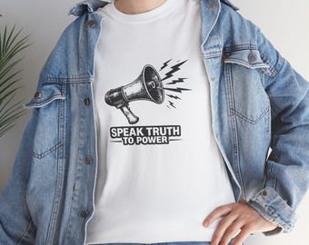 Camiseta con megáfono que dice la verdad al poder / Camiseta con mensaje de protesta