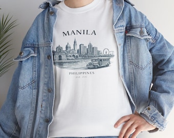 Camiseta con ilustración del horizonte de Manila / Camiseta con paisaje urbano de Filipinas